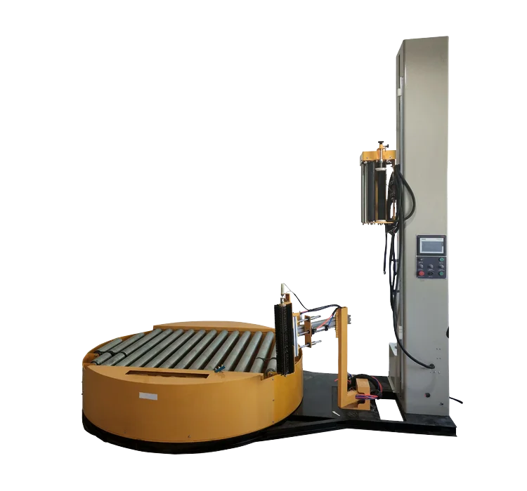 Fully automatic pallet wrap wrapping machine with roller turntable