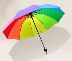Best Sell Fashion 10k Rain And Sun Wind Resistant Tri-fold Portable Rainbow Umbrella