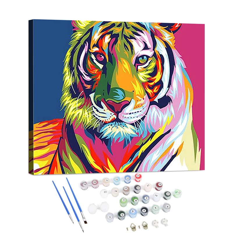 Animal colorful diy oil painting by numbers kit wall decor art diy painting by numbers
