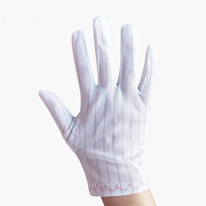 2021 Wholesales Anti-static Working ESD Lint Free  Stripe Fabric Work Gloves