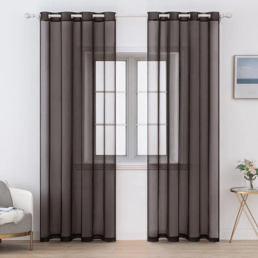 Ready Made Terylene Voile Sheer Curtain Decoration Curtain Transparent Bedroom Living Room Balcony Wedding Party Cheap Polyester