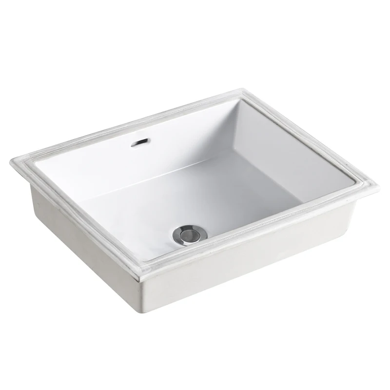 Rectangular Under Counter Hand Wash Basin Factory Wholesale Vanity Basin Ceramic White Bathroom Sink With Overflow