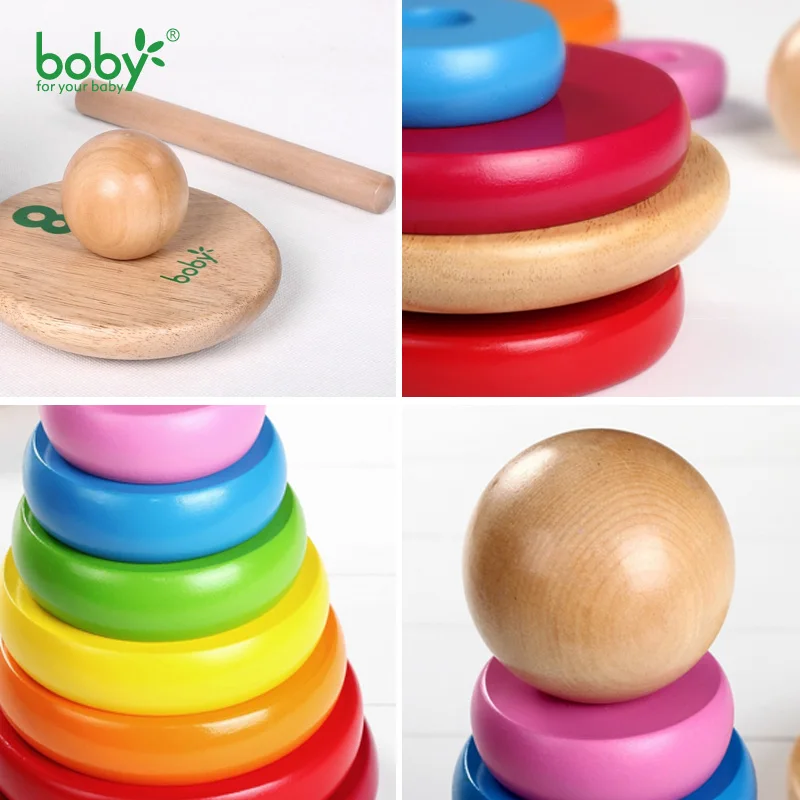 Children Rainbow Tower toys set kids early Educational toys Stacking Ring Classification Blocks Toy