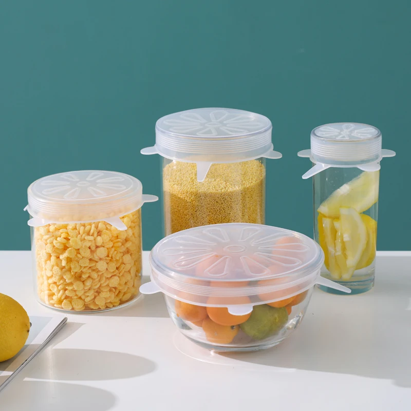 USA Hot SaleFood Grade 6 Pack Various Sizes Super Suction Bowl Cover Flexible Reusable Silicone Stretch Lids