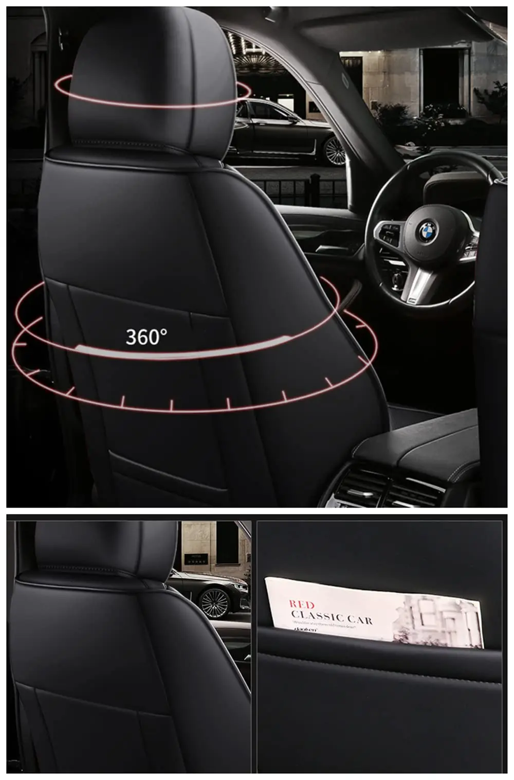 Sports Leather Car Seat Covers Full Set Protector Separate Cap Universal Fit for Volkswagen Tiguan