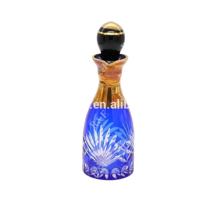 120 ml Fancy Double color perfume glass bottle decanter with engraving pattern / gold decal