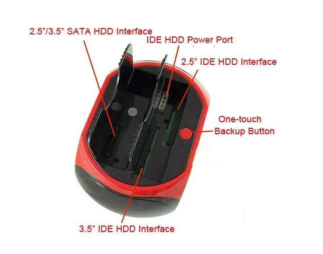 2bay USB2.0 SATA+eSATA HDD Docking Station +ESATA+Card Reader with OTB Clone
