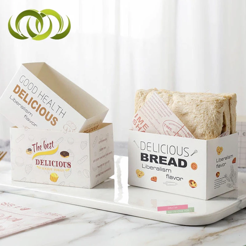 Custom Disposable Toast Holding Bread Hot Dog Doughnut Egg Waffle Sandwich Burger Take Out Lunch Paper Box