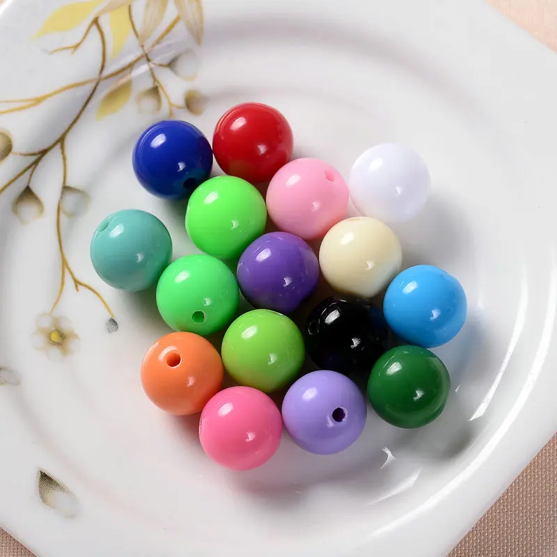 
Wholesale 4mm to 30mm perforated or non-perforated jewelry accessories DIY acrylic solid color other loose beads 