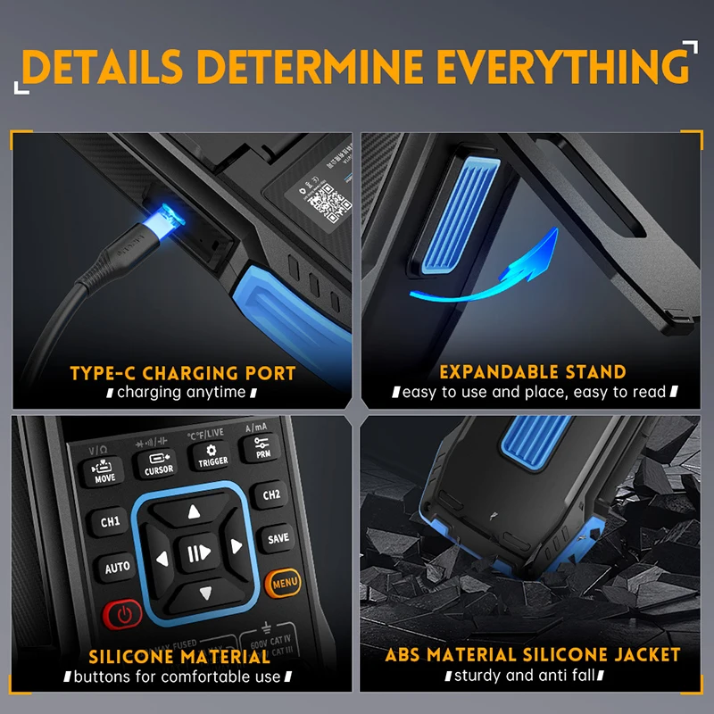 FNIRSI 2C23T Digital Multimeter Oscilloscope Signal Generator 3 in 1 Dual Channels 50M Sample Rate Multifunction Oscilloscope