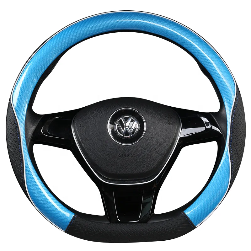 Factory hot selling car accessories blue high-quality and durable carbon fiber steering wheel cover