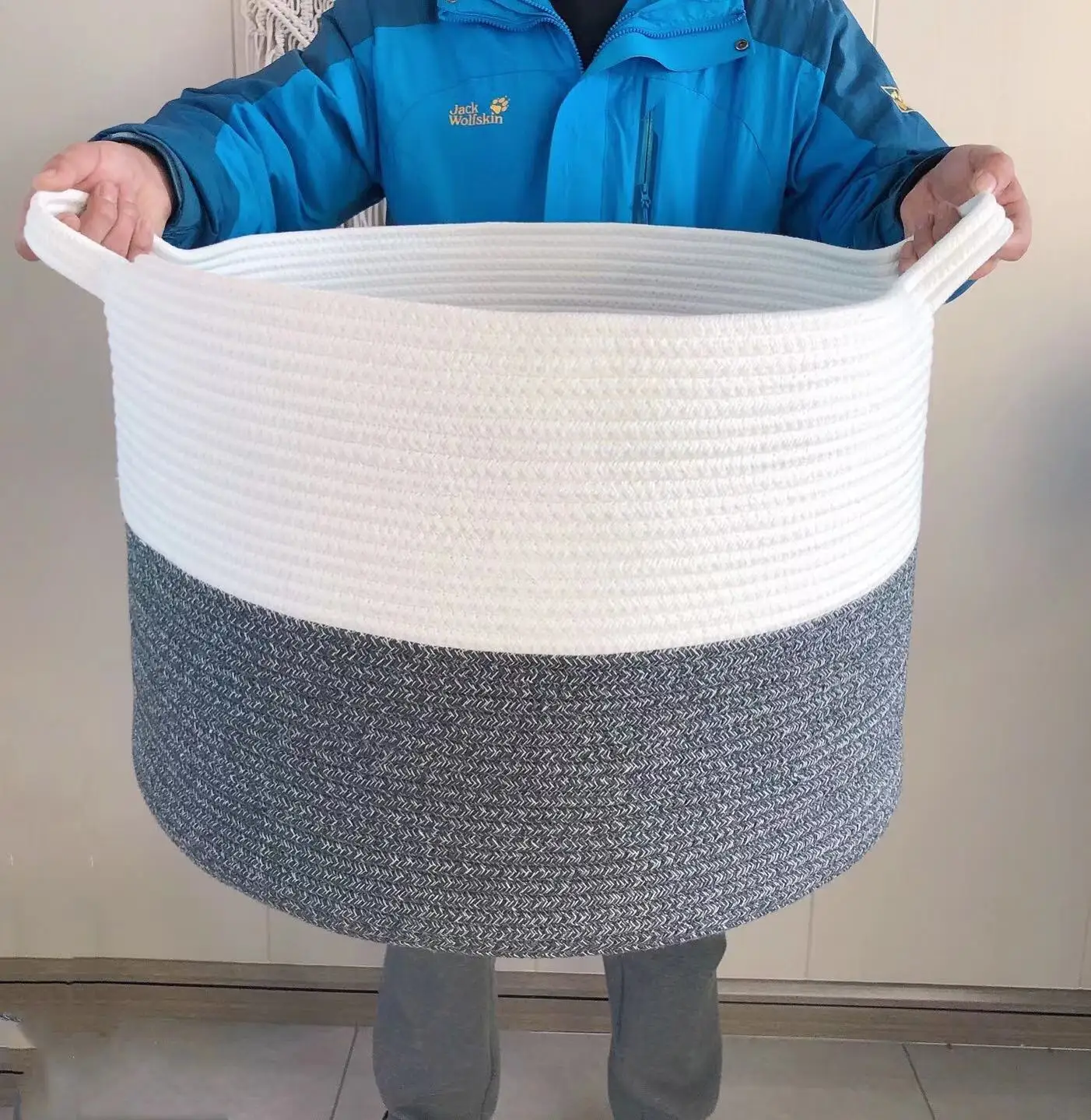 Nordic Wind Cotton Rope Woven Storage Basket Folding Cotton Rope Dirty Clothes Basket Clothing Sundry Laundry Bags & Baskets