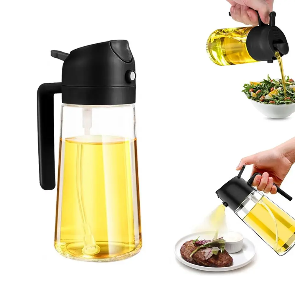 2 In 1 Oil Dispenser Bottle Olive Oil Sprayers Mister Oil Spray Bottle with Silicone Brush for Kitchen Cooking