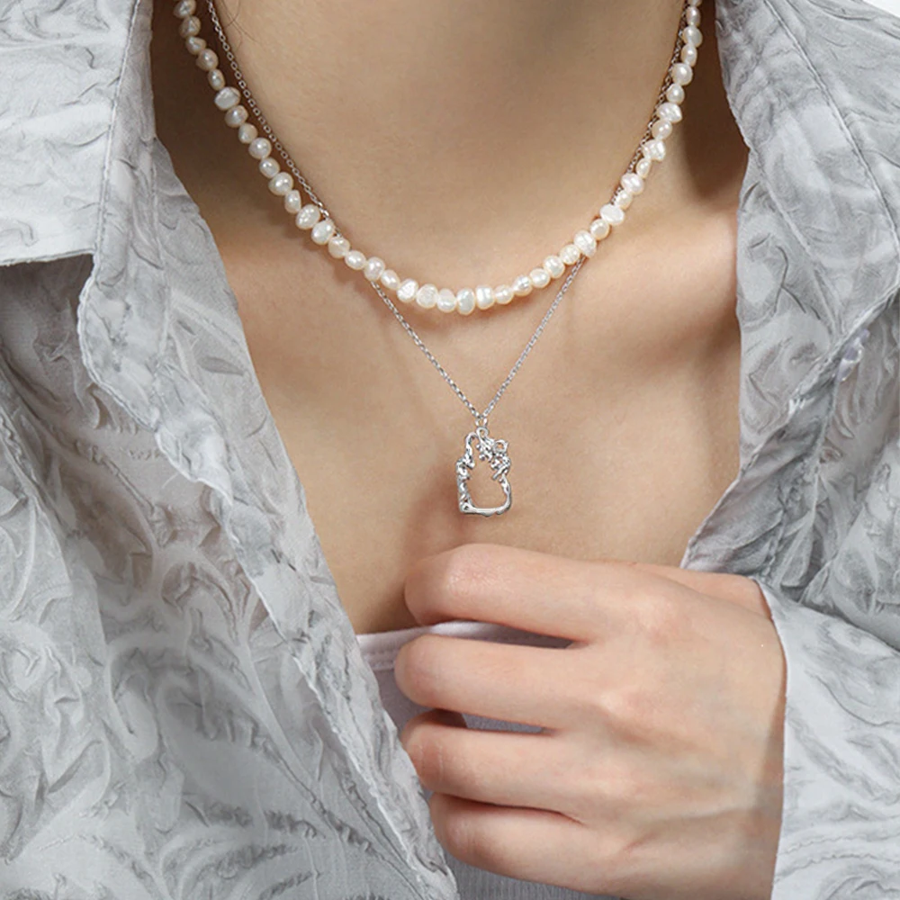 Fashion Jewelry Pendants Irregularly Charms With Chain Sterling Silver 925 18K Gold Plated Jewelry Collares Waterproof Necklace