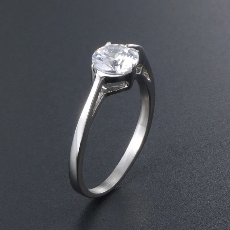 
925 Sterling Silver Ring Round Single Cubic Zircon Wedding Engagement Bridal Ring Set 