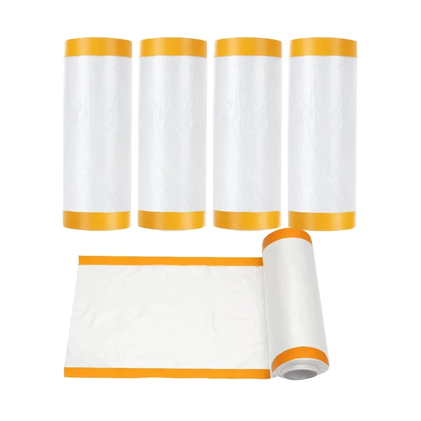 EONBON 55cm*25m Plastic Drop Cloth Plastic Sheeting Masking Film with Masking Tape Pre-Taped Masking Film