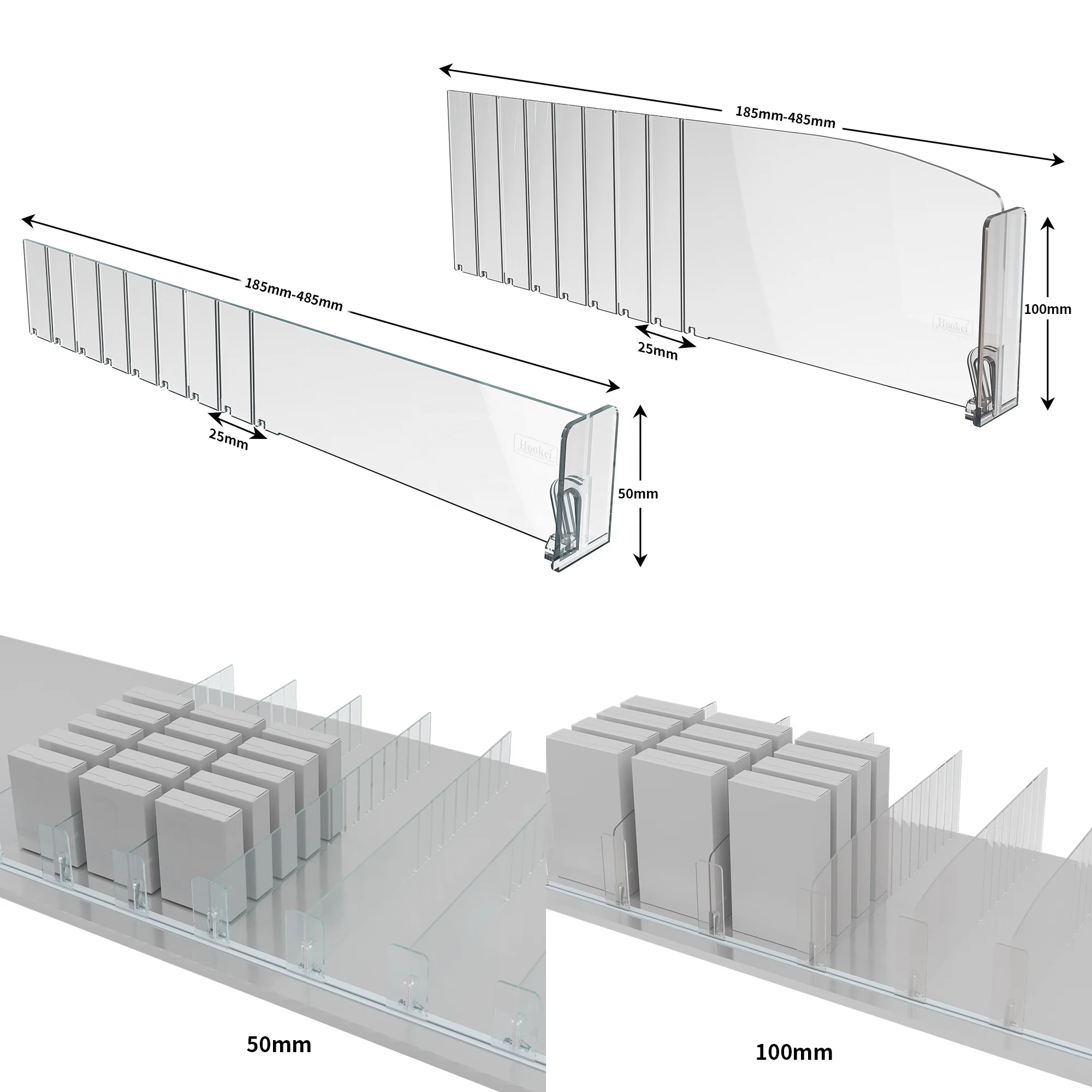 Freezer Fridge Plastic Adjustable Shelf Dividers with Pusher for Product Cigarettes Display
