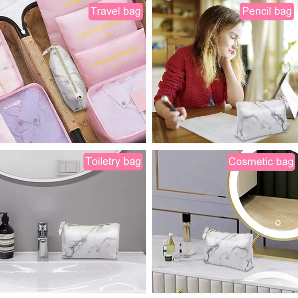 Женская модная портативная Водонепроницаемая дорожная сумка для туалетных принадлежностей, индивидуальная мраморная кожаная косметичка, косметичка