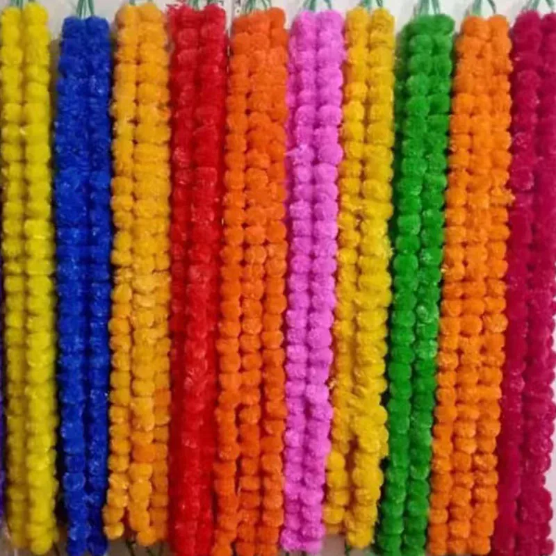 Wholesale Mexican Fiesta Day Of The Dead String Indian Festival Wedding Diwali Decoration Artificial Marigold Flower Garland