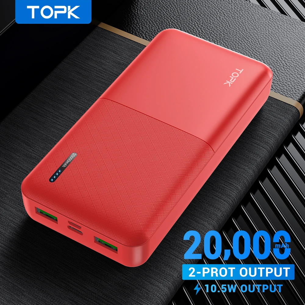 
TOPK I2009 Power Bank 20000mAh Dual USB Portable Mobile PowerBanks 