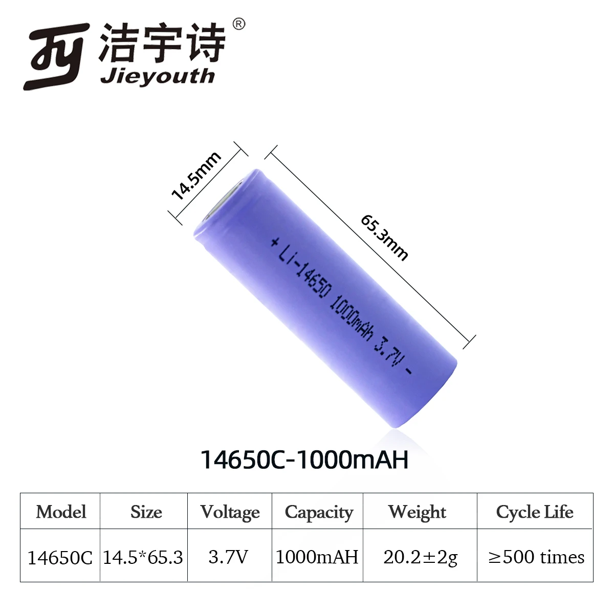 14650 3.7v 1000mAH Lithium-ion Battery for Consumer Electronics, All kinds of lamps and lanterns