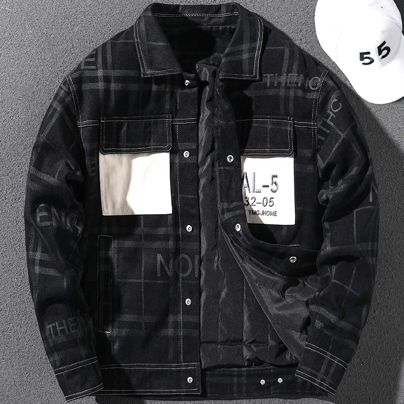 Spring Loose Men Denim Jacket Street Hip Hop Pocket Outerwear Grey Youth Clothing Jeans Coat