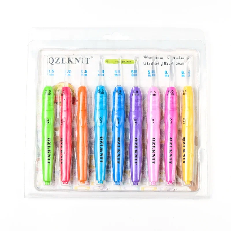 9 pcs blister card packaging new LED crochet hook crochet set