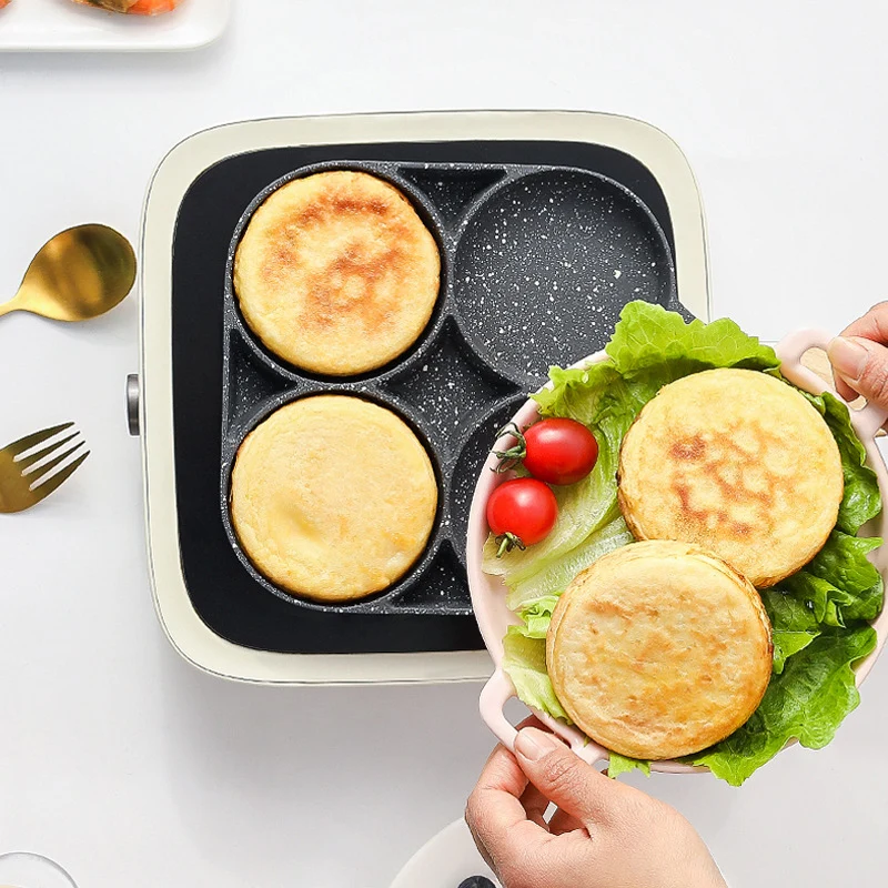 
4-hole Omelet Pan for Burger Eggs Ham PanCake Maker Frying Pans Creative Non-stick No Oil-smoke Breakfast Grill wok Cooking Pot 