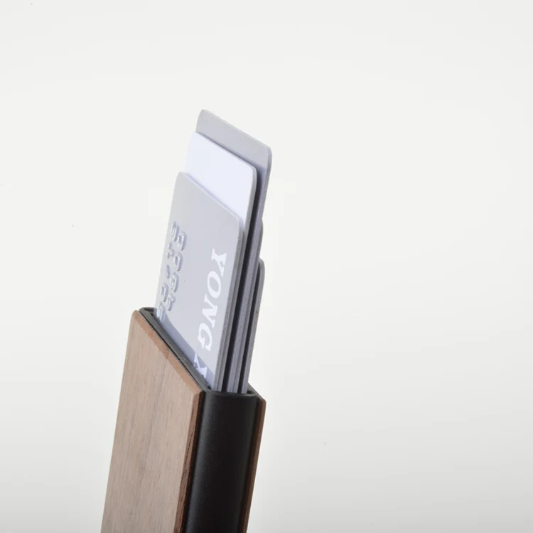 Newest minimalist wood wallet wooden wallet for men rfid blocking wood place card holder bamboo wallets