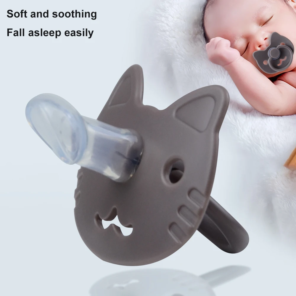Food Grade Silicone Baby pacifier Kitten cute shape PP Soother Baby pacifier