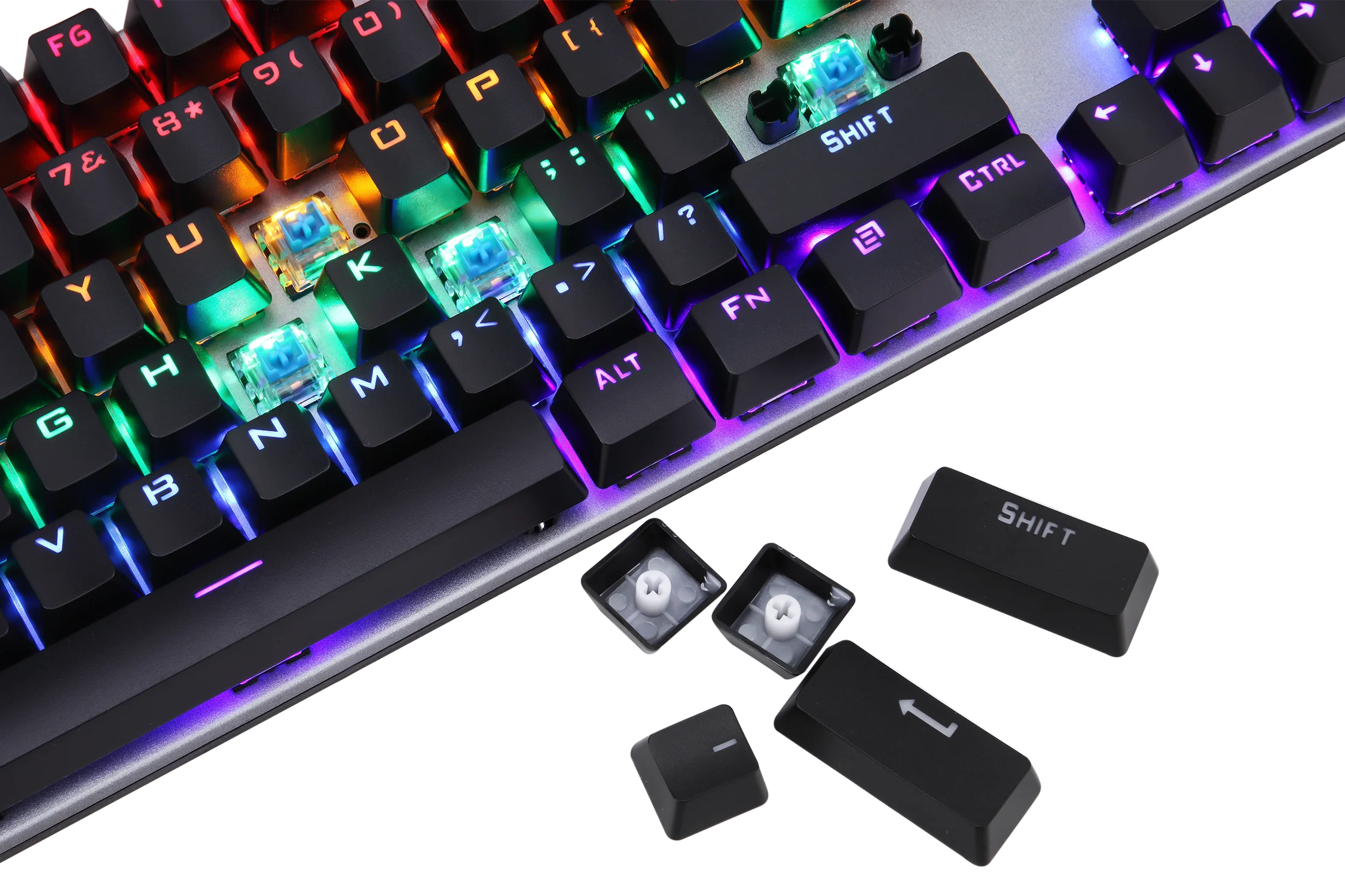 Customizable 60% White Keyboard RGB 61 Keys Computer Gaming USB Wired Light LED Gaming Console Hot Swap Mechanical Keyboard