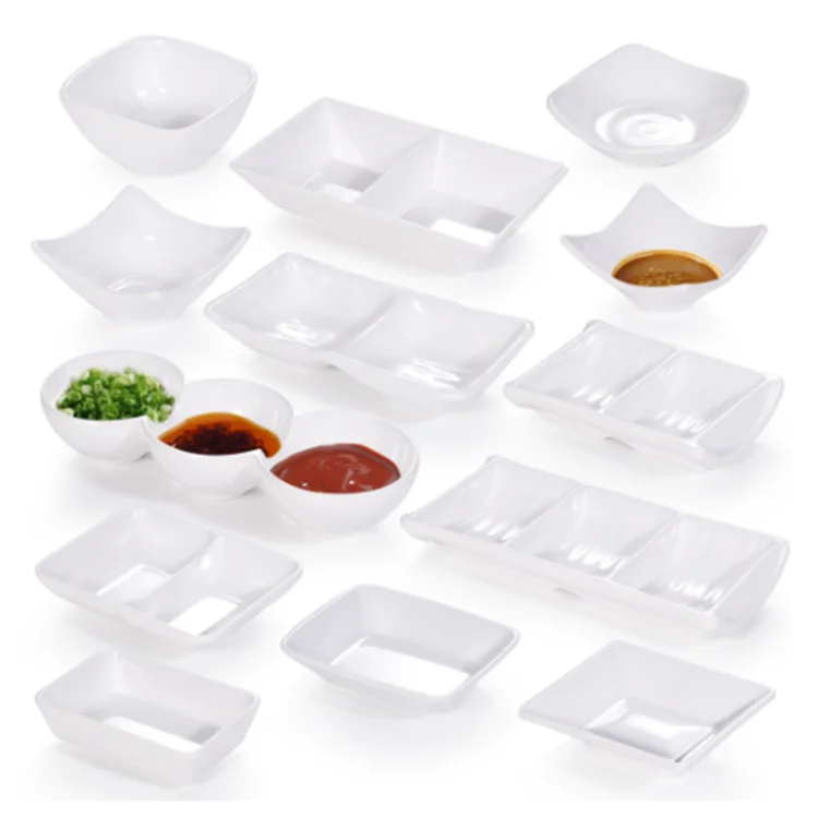 white melamine small square/retanglar sauce dish for restaurant
