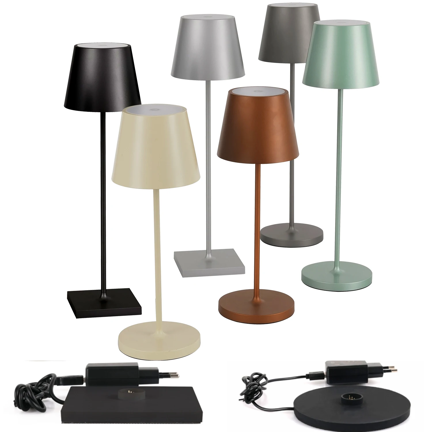 battery powered operated rechargeable cordless dimmer dimmable table lamp dinning light with charging station