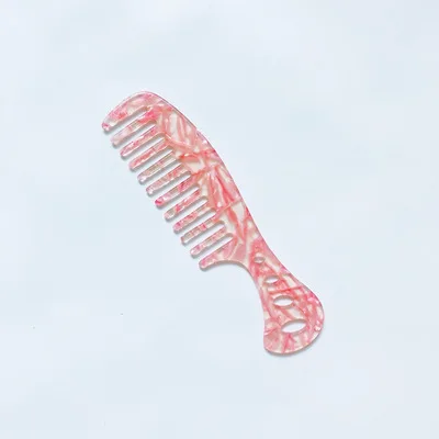 Light Color Carved Circle Hanging Floral Pattern Hair Comb Marble Stone Print Anti Static Resin Acid Curls Combs