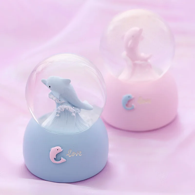 Snow Globe Unicorn Small Large Crystal Ball Stand Cartoon Resin Crafts Home Decoration Gift Couple Birthday Gift