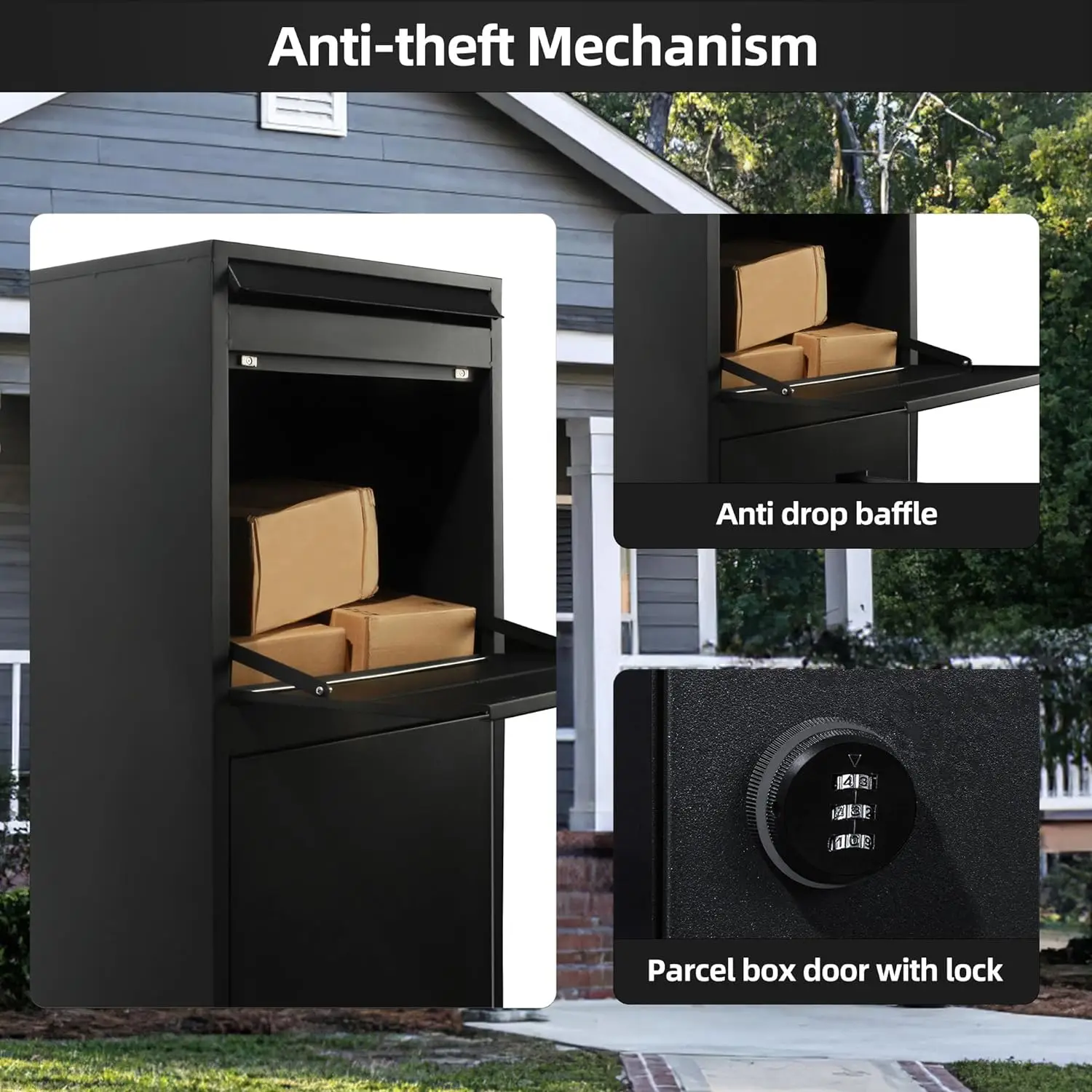 Express Delivery Boxes for Outside, Steel Mailbox for Parcel Cold Rolled Steel Envelope Slot, and Lockable Storage Compartment