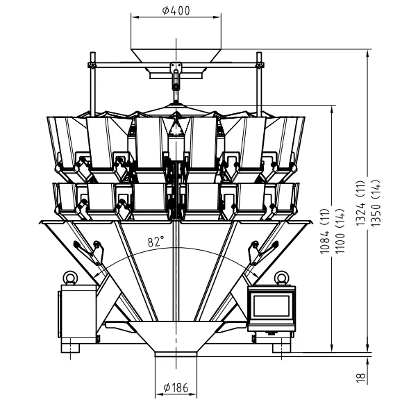 14 head multihead weigher packaging machine snack food automatic packing weigher