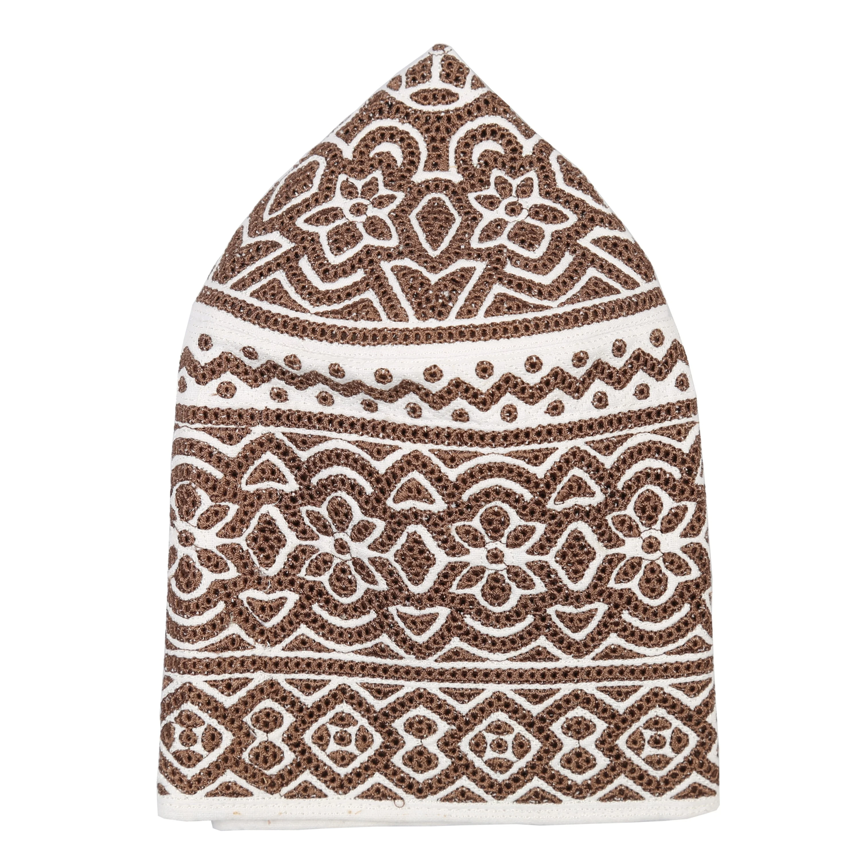 Newest Design African Multi Color Dome Embroidered Crochet Stylish Kopiah Flat Hat For Muslim Omani Man Prayer Cap