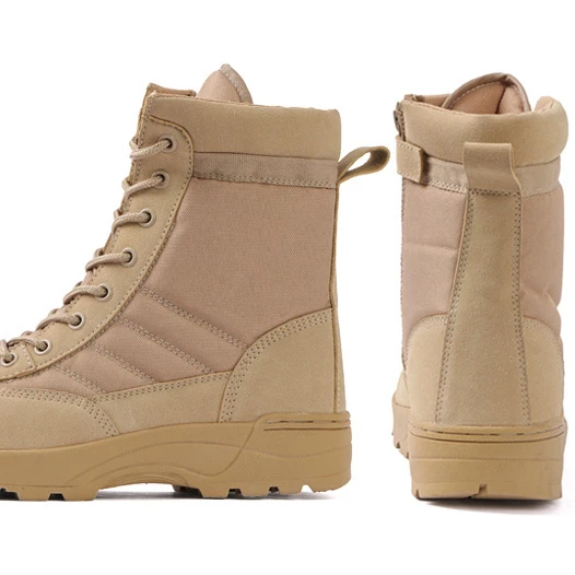 Military desert swat boots khaki tactical army US soldier polyester oxford rubber sole boots