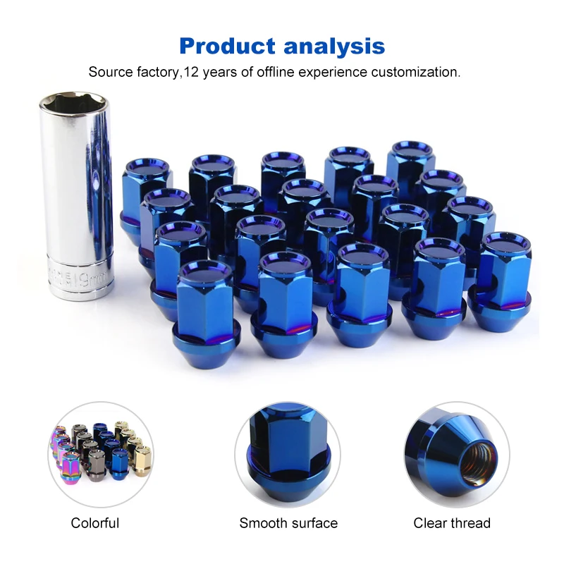 Popular Custom Bulge Acorn Chrome Plated Steel M12X1.5 Conical Seat Car Wheel Lug Nuts