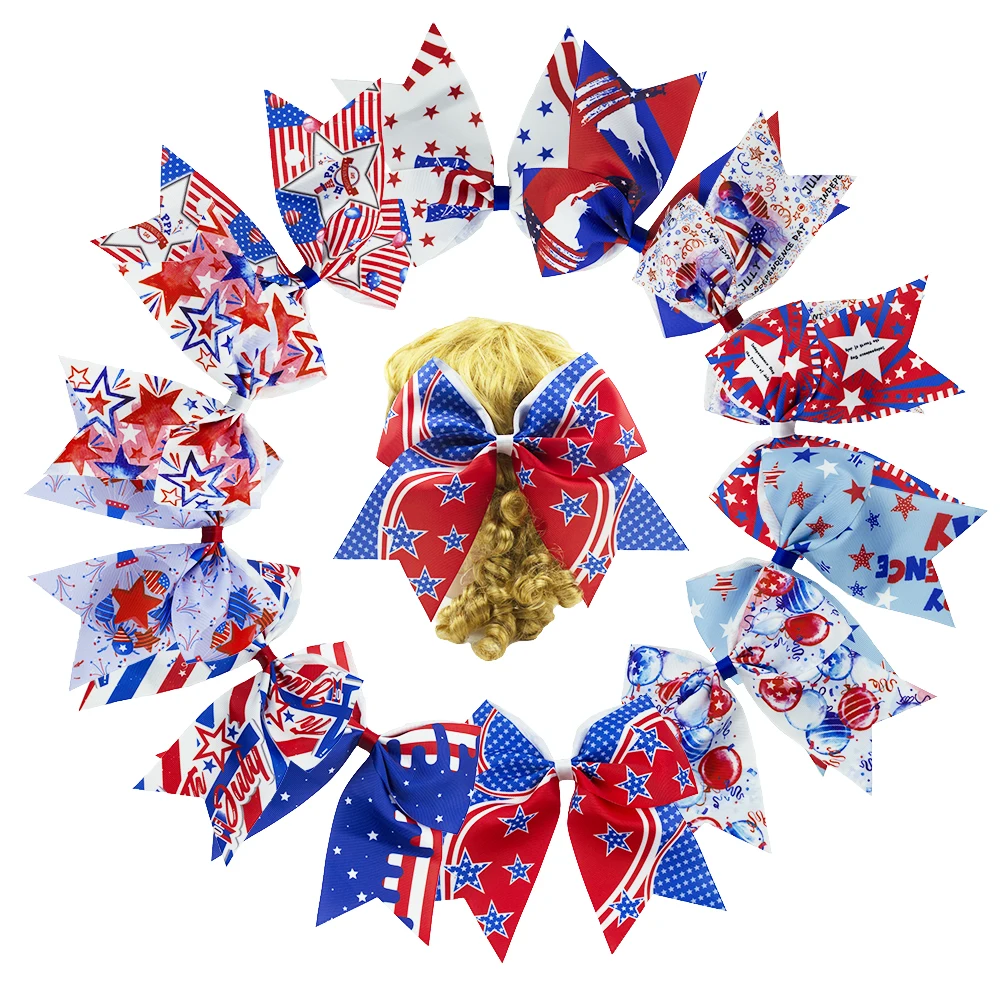 Заколка для волос с бантом на День Независимости, 8 дюймов