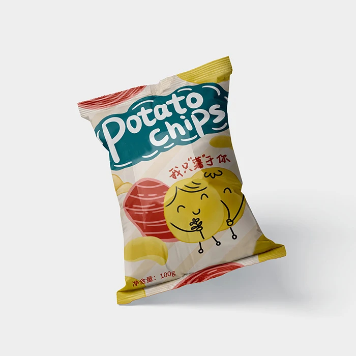 Custom Laminated Foil Plastic Three Side Back Seal Bag Potato Chips Bags With Own Logo