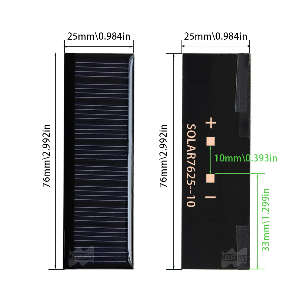 76*25MM 55mA 5V 0.2W Marsrock Solar Energy Products Solar Kit Solar Cells Indoor Outdoors Panels Solar Epoxy Resin Solar Panels