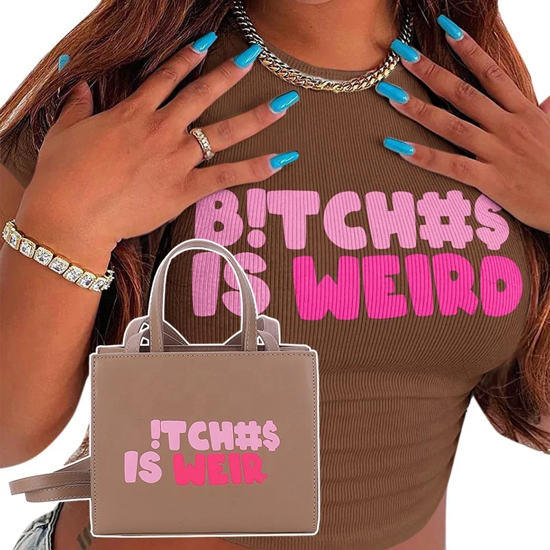 Shoulder Hand Bags Women Handbags Ladies Luxury 2023 Crossbody Tote Bags Bitches Is Weird Crop Top Purses and Handbags for Women