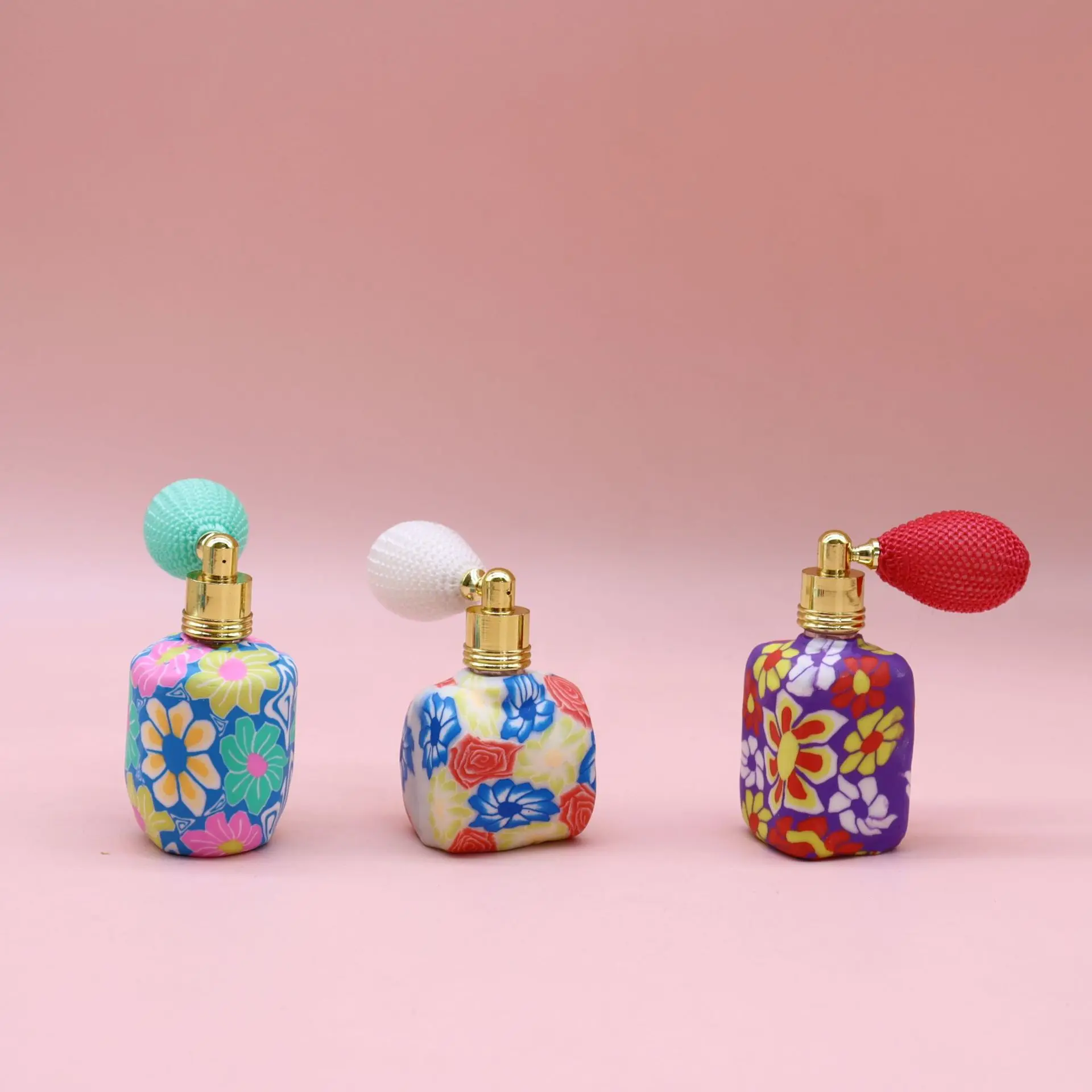 Soft Clay Perfume Bottle Wholesale Mini 8ml-15ml Bulb Atomizer Bottle Refillable Glass Fragrance Bottle with Air Bag Sprayer