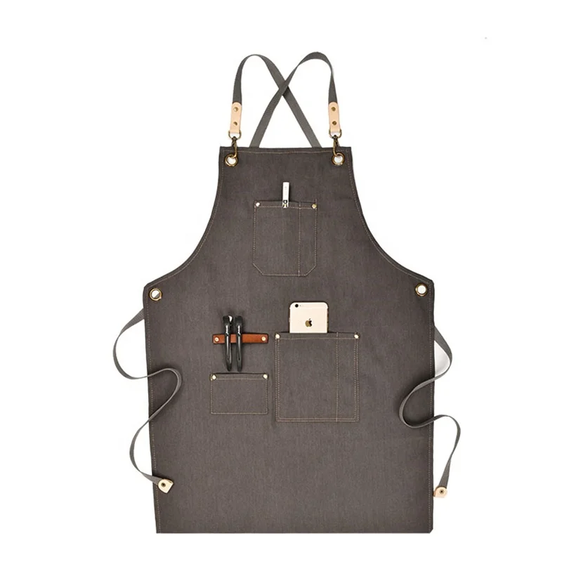 
New canvas apron custom logo housework home kitchen waterproof oil-proof kitchen catering shop overalls barber apron 