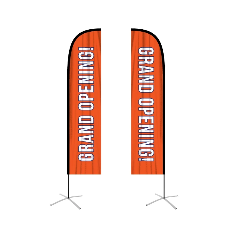 Teardrop flying banner beach flagpole sale now open house car wash swooper custom printed feather flag with spike base