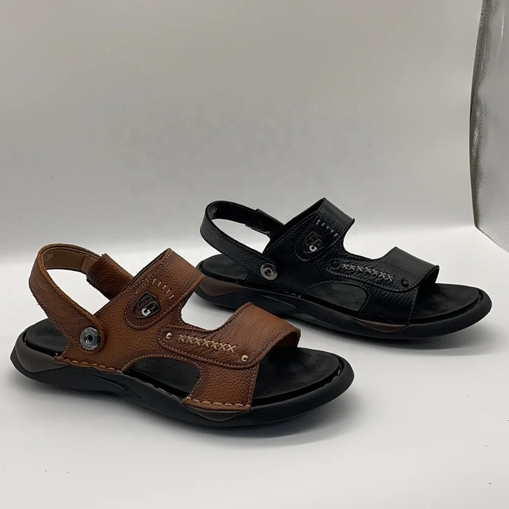Good quality handmade stitching upper with out-sole sandals open toe beach casual real leather sandals