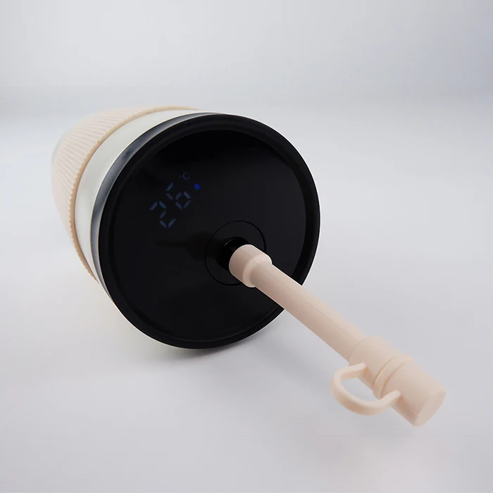 16oz Silicone Straw Auto Off Design Stainless Steel Insulated Coffee Tumbler Thermos Cup Smart Mug With Temperature Display