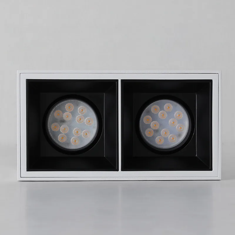 LuxHolic Living room Dinning room square black double heads wall washer adjustable GU10 dimmable fixture led surface downlight